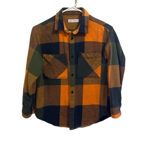 Zara Other - Zara Kids Plaid Button-Down Shirt - Orange, Green, Brown
